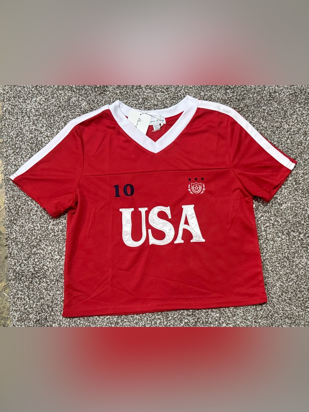 Harper & Ivy Kids 10/12  Red USA Soccer Jersey Top with White Trim - NWT